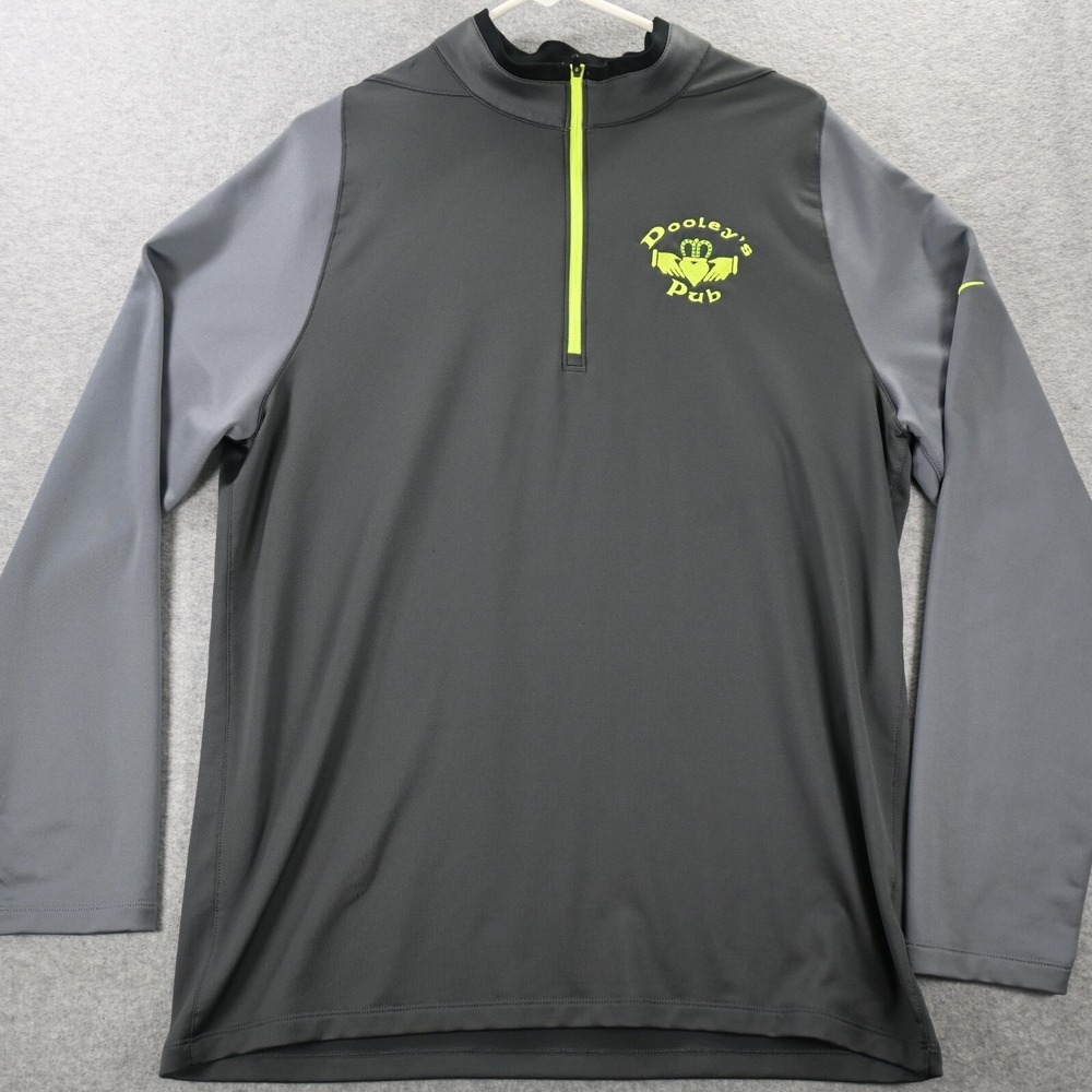 Nike Golf Pullover Men's Large Gray 1/4 Zipper  Long Sleeve Activewear With Logo
